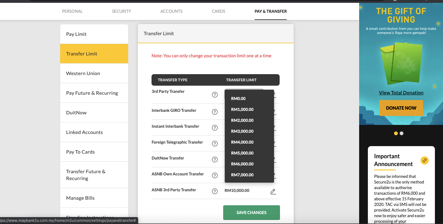 Stepbystep Guide on How to Change Maybank2u Transfer Limits?